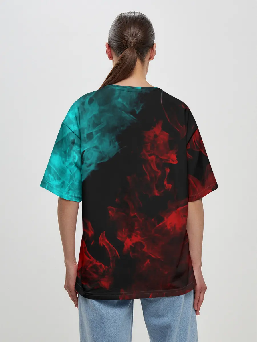 Женская футболка оверсайз / НЕОНОВЫЙ ОГОНЬ