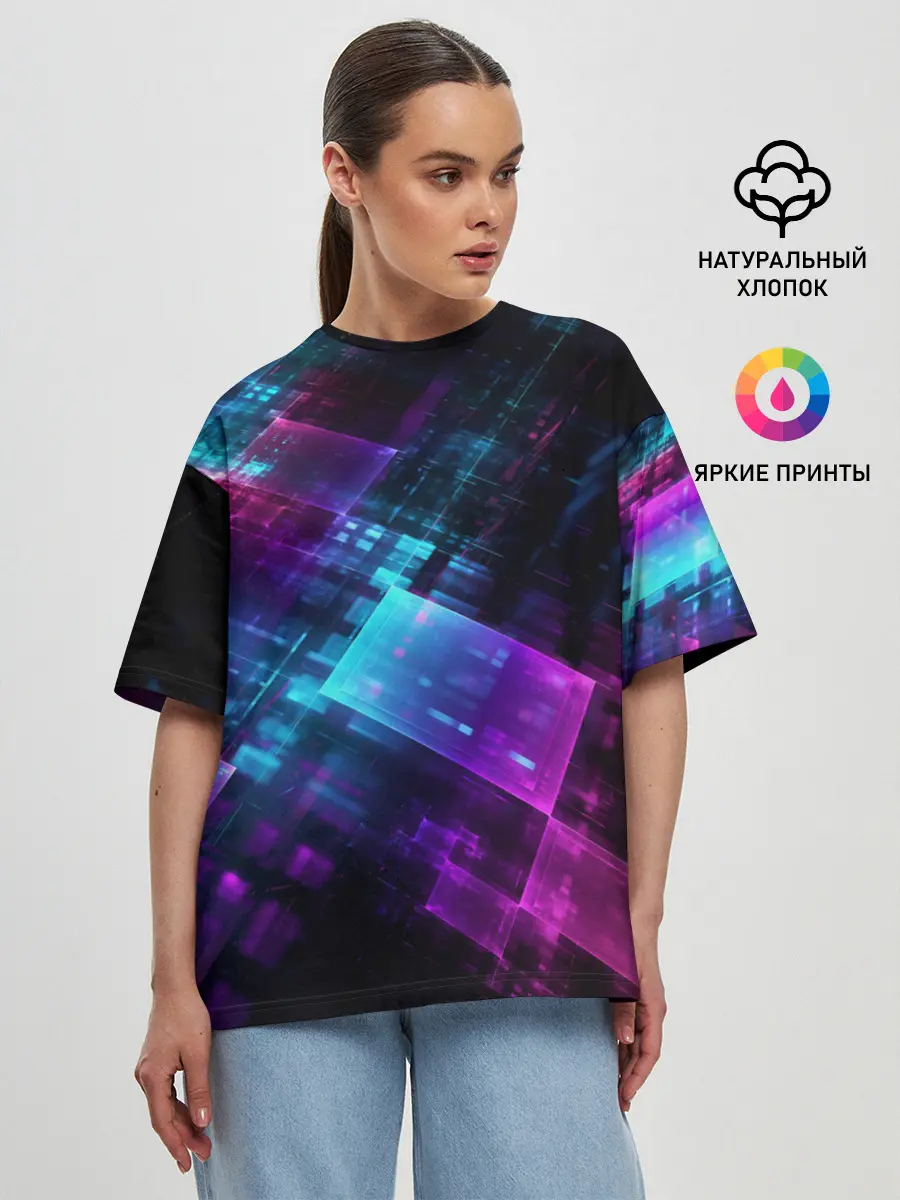 Женская футболка оверсайз / НЕОНОВАЯ АБСТРАКЦИЯ