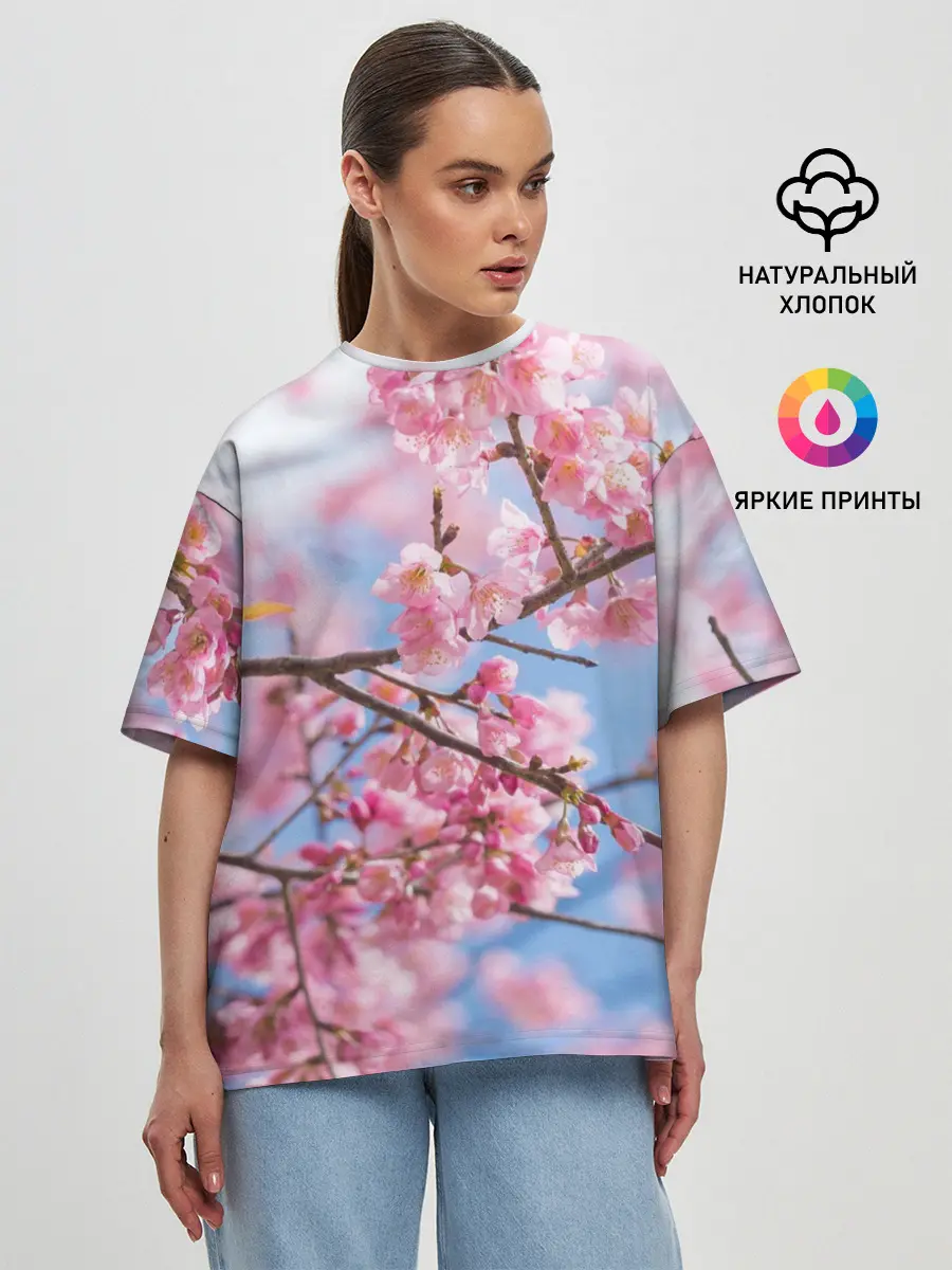 Женская футболка оверсайз / Ветки Сакуры