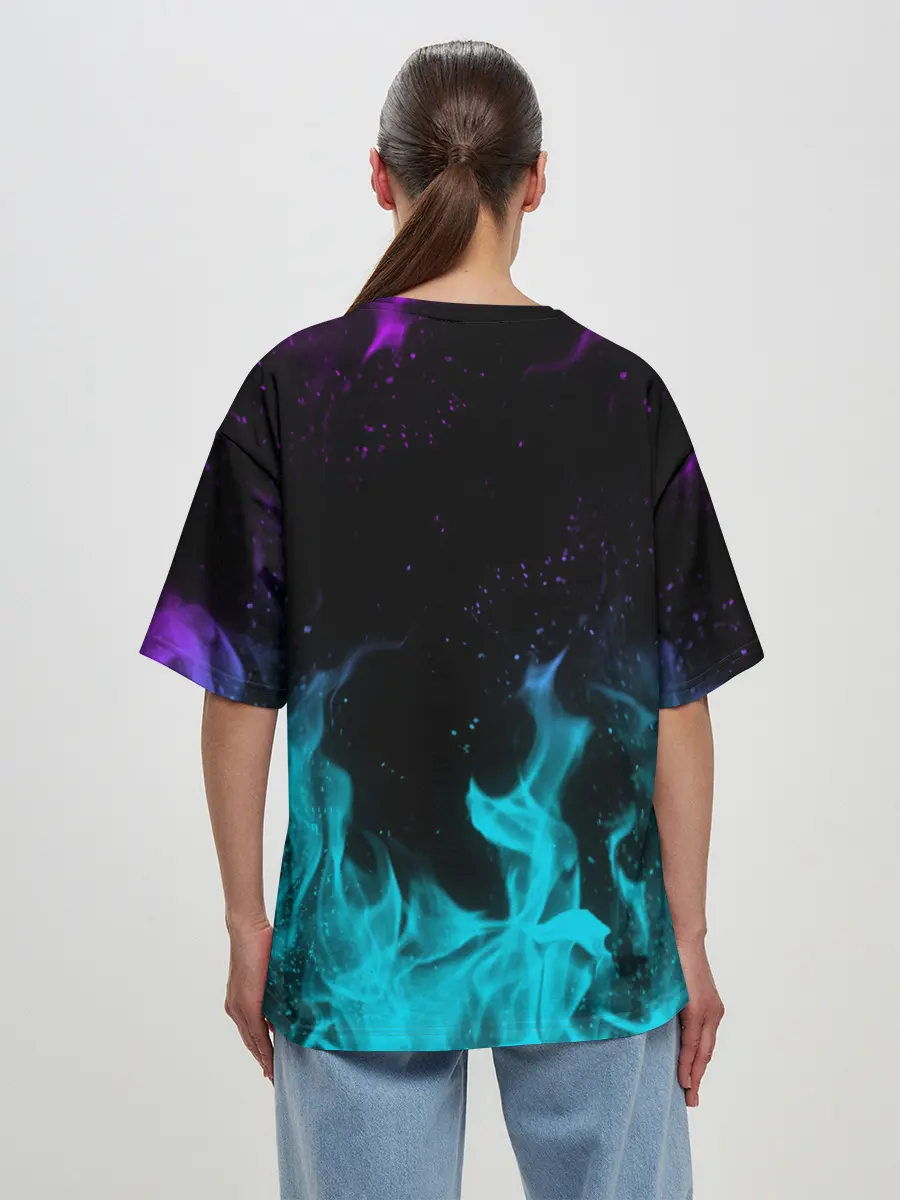 Женская футболка оверсайз / НЕОНОВЫЙ ОГОНЬ | NEON FIRE