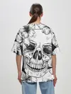 Женская футболка оверсайз / Цветочный череп