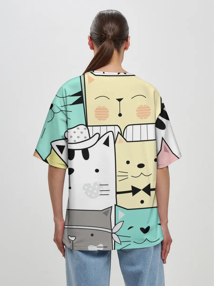 Женская футболка оверсайз / ДЕЛОВЫЕ КОТЕЙКИ | ЛЮБЛЮ КОТОВ