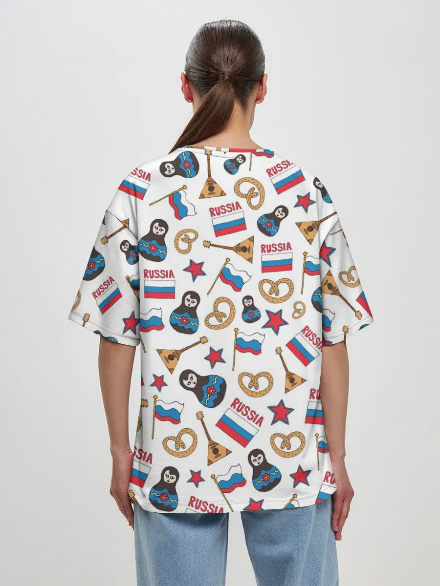 Женская футболка оверсайз / РОССИЯ УЗОР