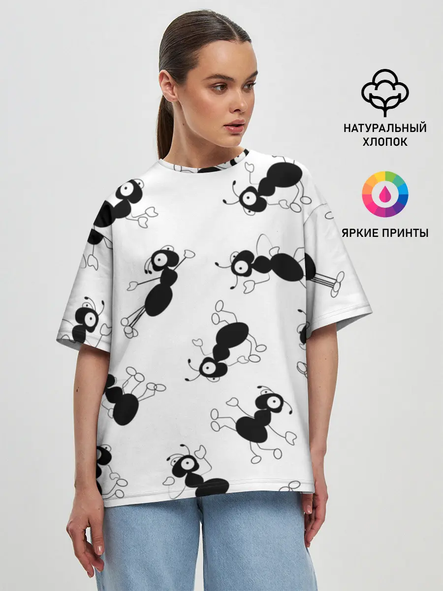 Женская футболка оверсайз / Муравьи