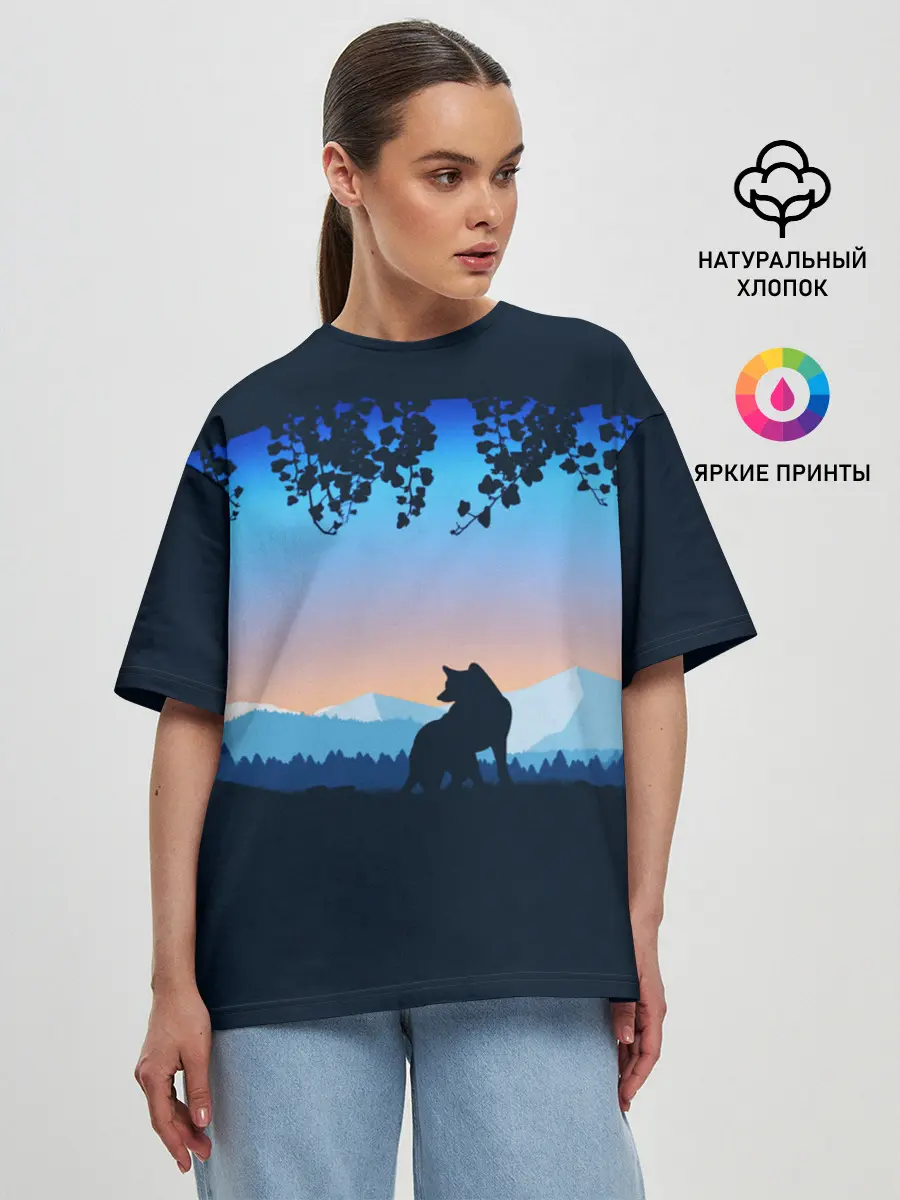 Женская футболка оверсайз / WOLF
