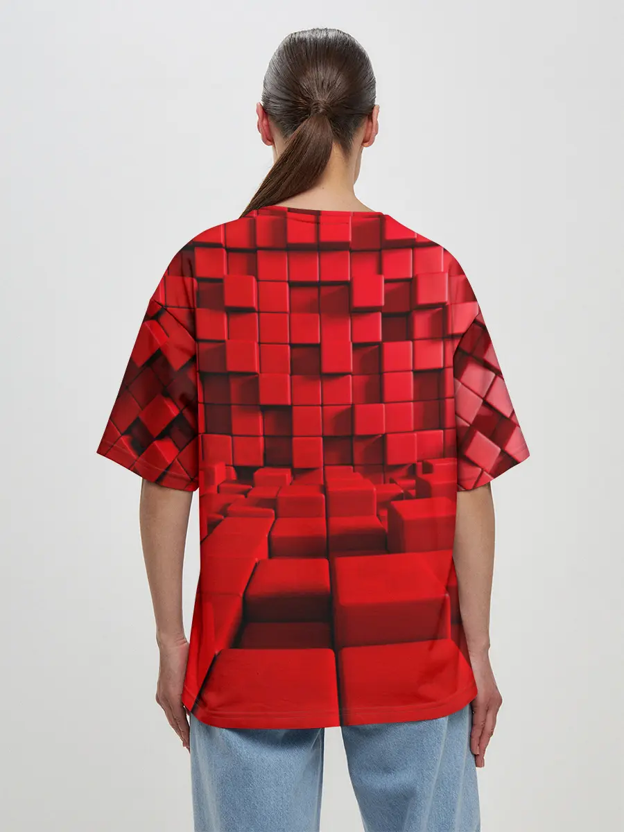 Женская футболка оверсайз / 3D кубики