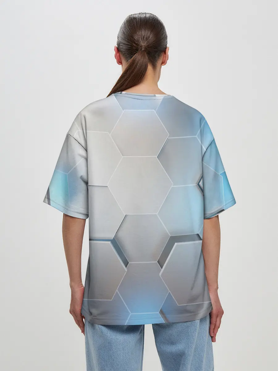 Женская футболка оверсайз / 3D соты