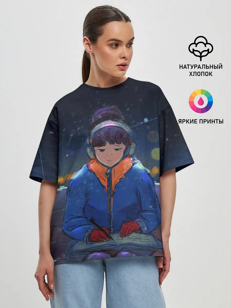 Женская футболка оверсайз / Зима
