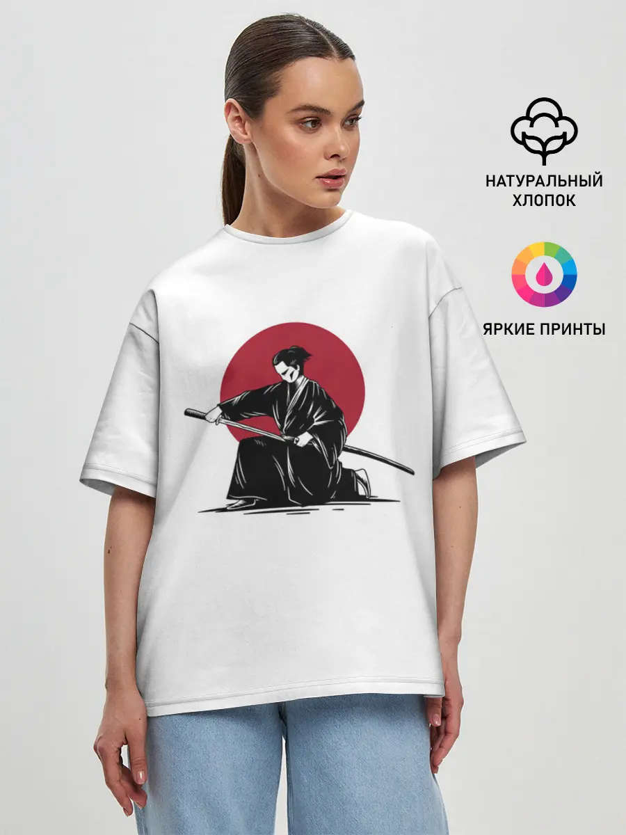 Женская футболка оверсайз / ЯПОНСКИЙ САМУРАЙ | SAMURAI IN THE SUN