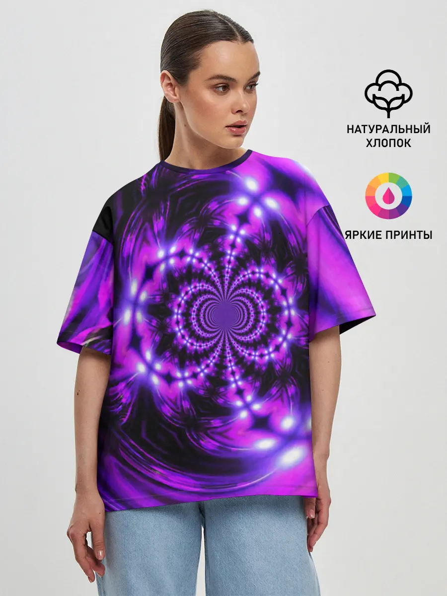 Женская футболка оверсайз / НЕОНОВЫЙ ФРАКТАЛ
