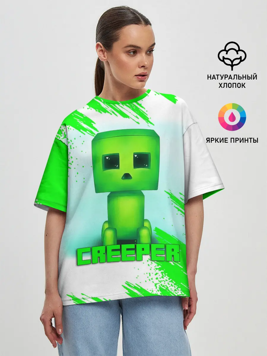 Женская футболка оверсайз / MINECRAFT CREEPER