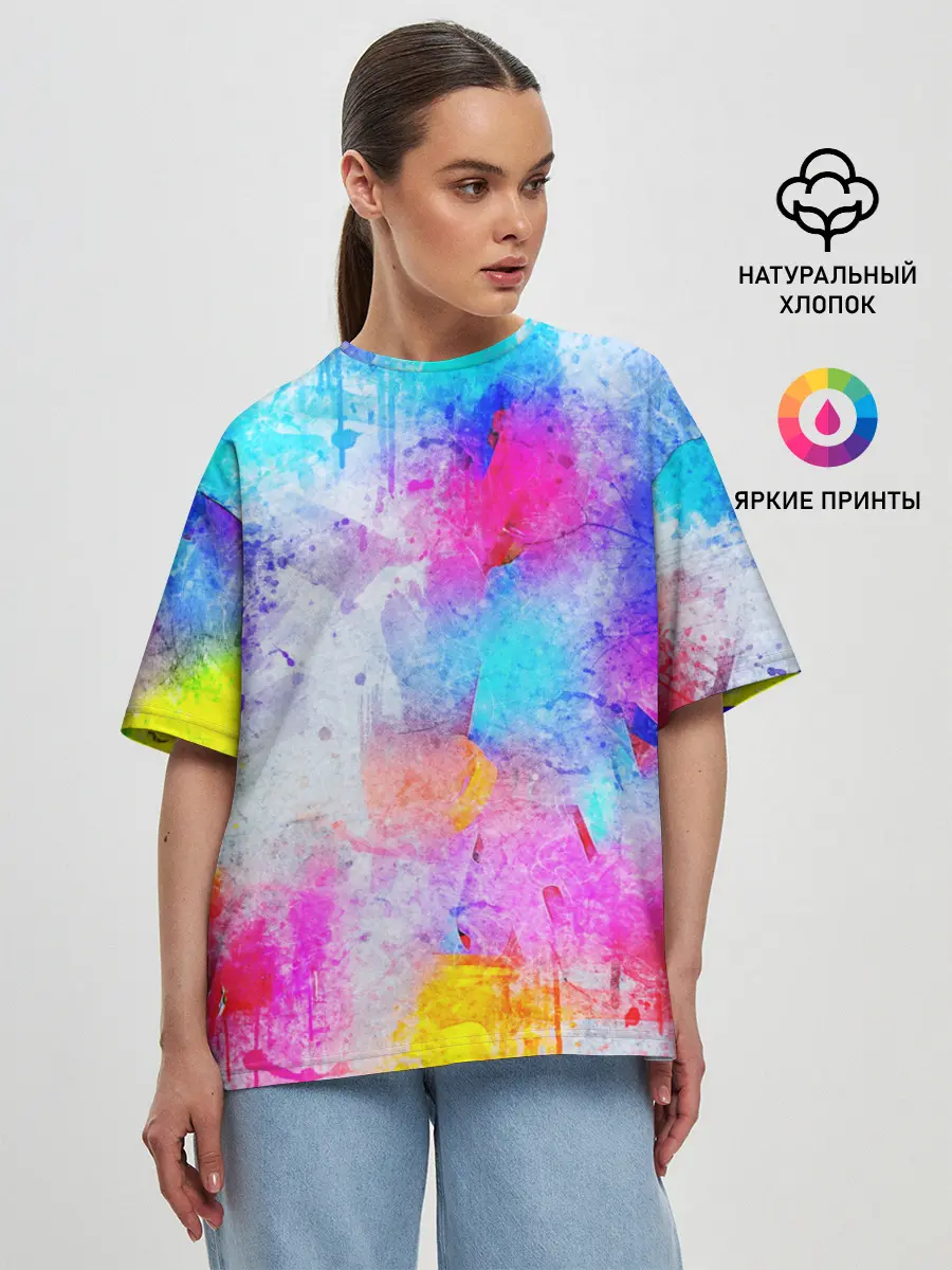 Женская футболка оверсайз / НЕОНОВЫЕ ПОТЕРТОСТИ