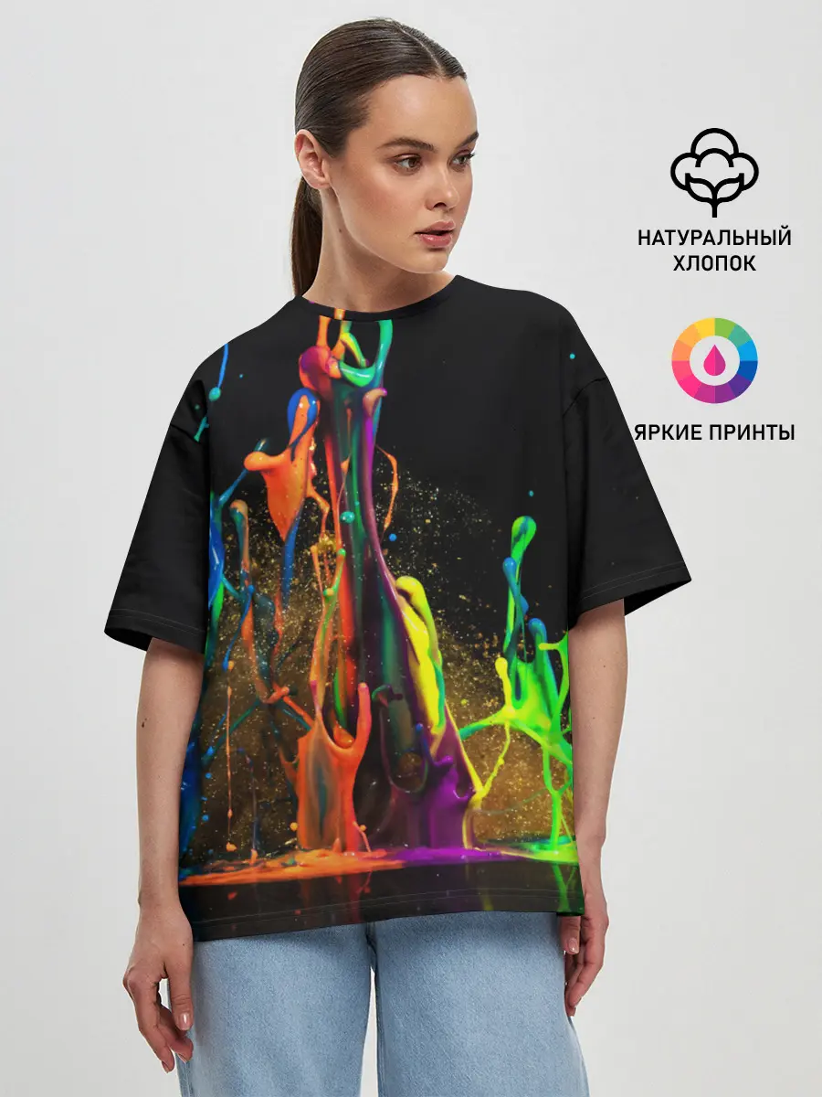Женская футболка оверсайз / КРАСКИ