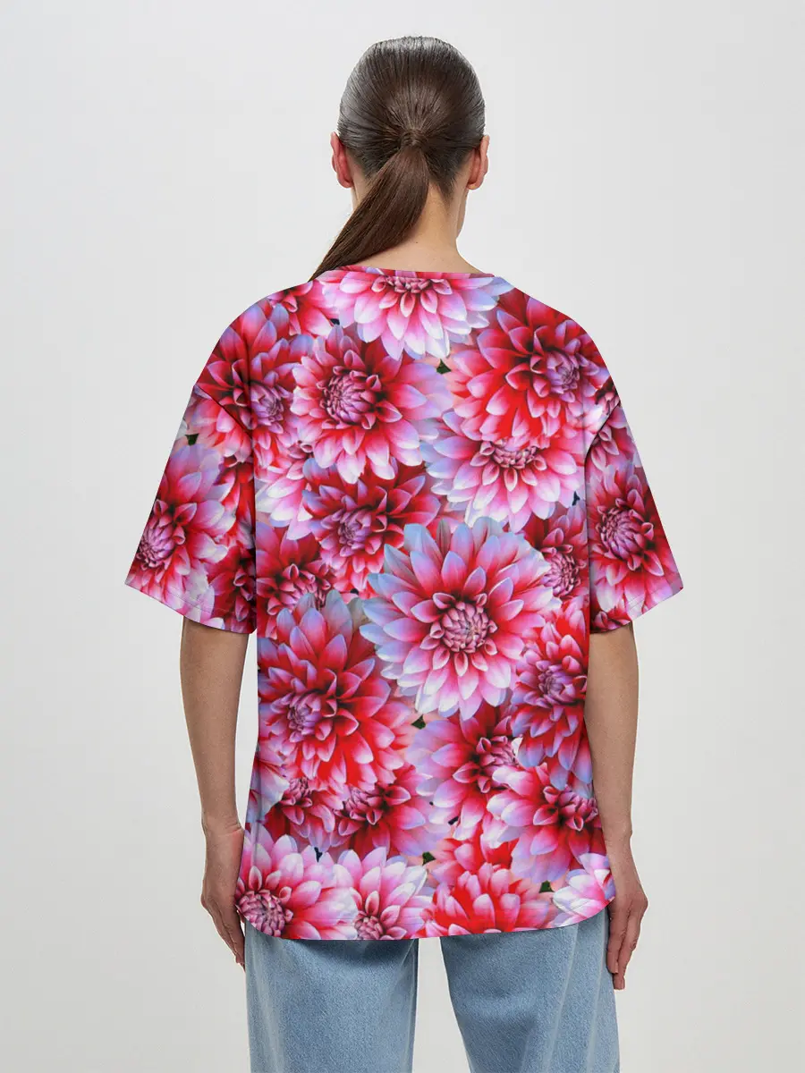 Женская футболка оверсайз / Георгины