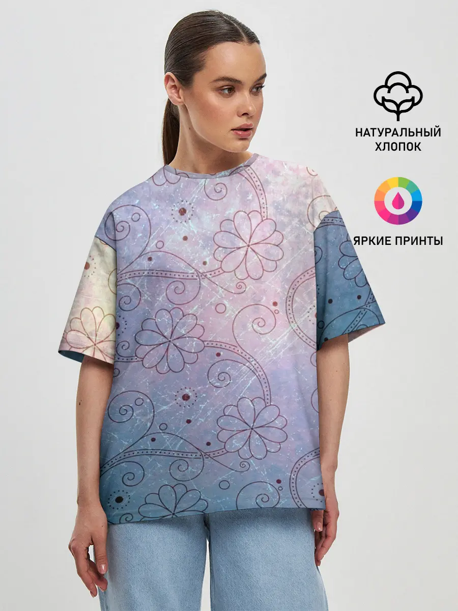 Женская футболка оверсайз / Нежные цвета