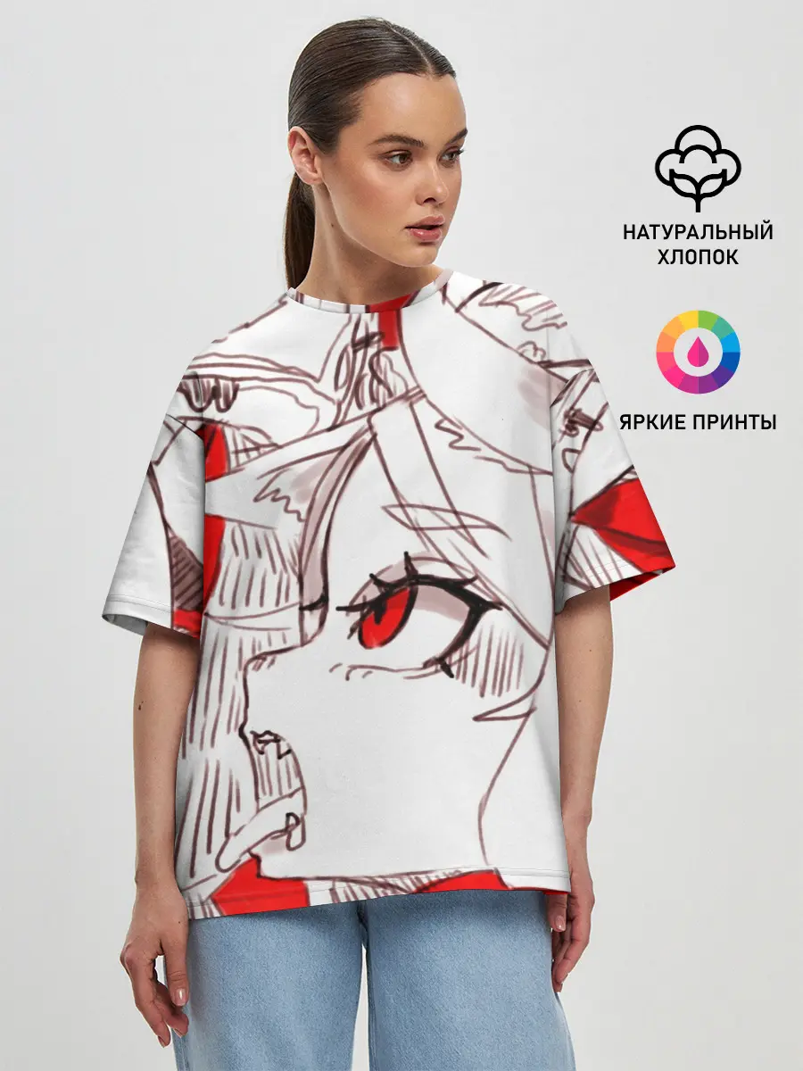 Женская футболка оверсайз / Люцифер. HELLTAKER