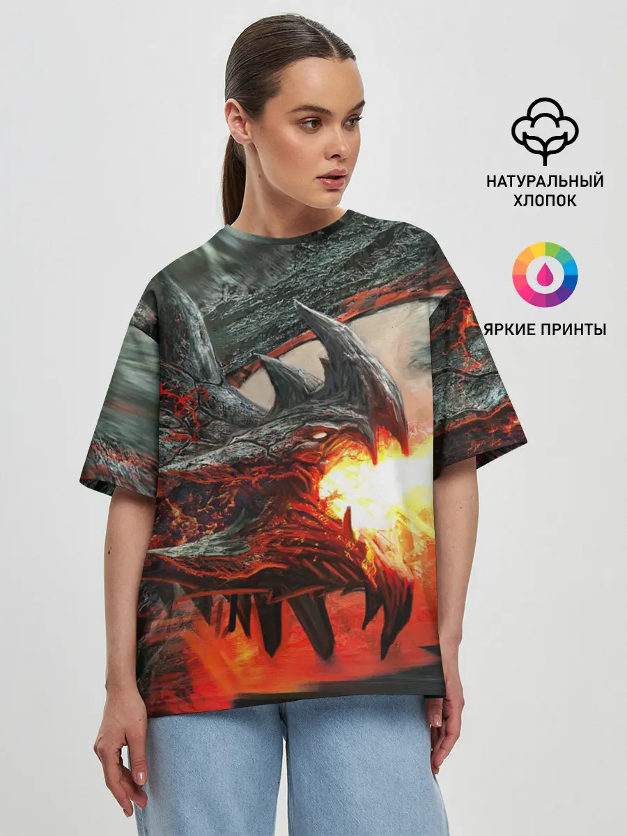 Женская футболка оверсайз / Дракон | Dragon