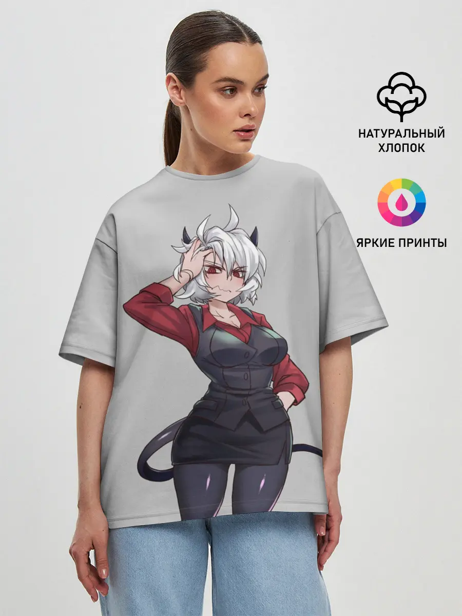 Женская футболка оверсайз / Malina рука на голове Helltaker