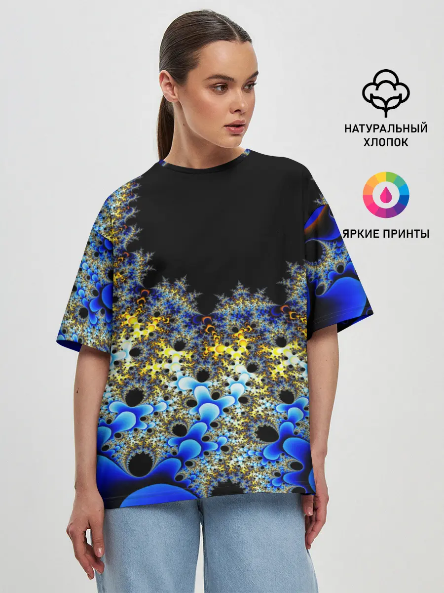 Женская футболка оверсайз / Фрактальная материя l Fractal