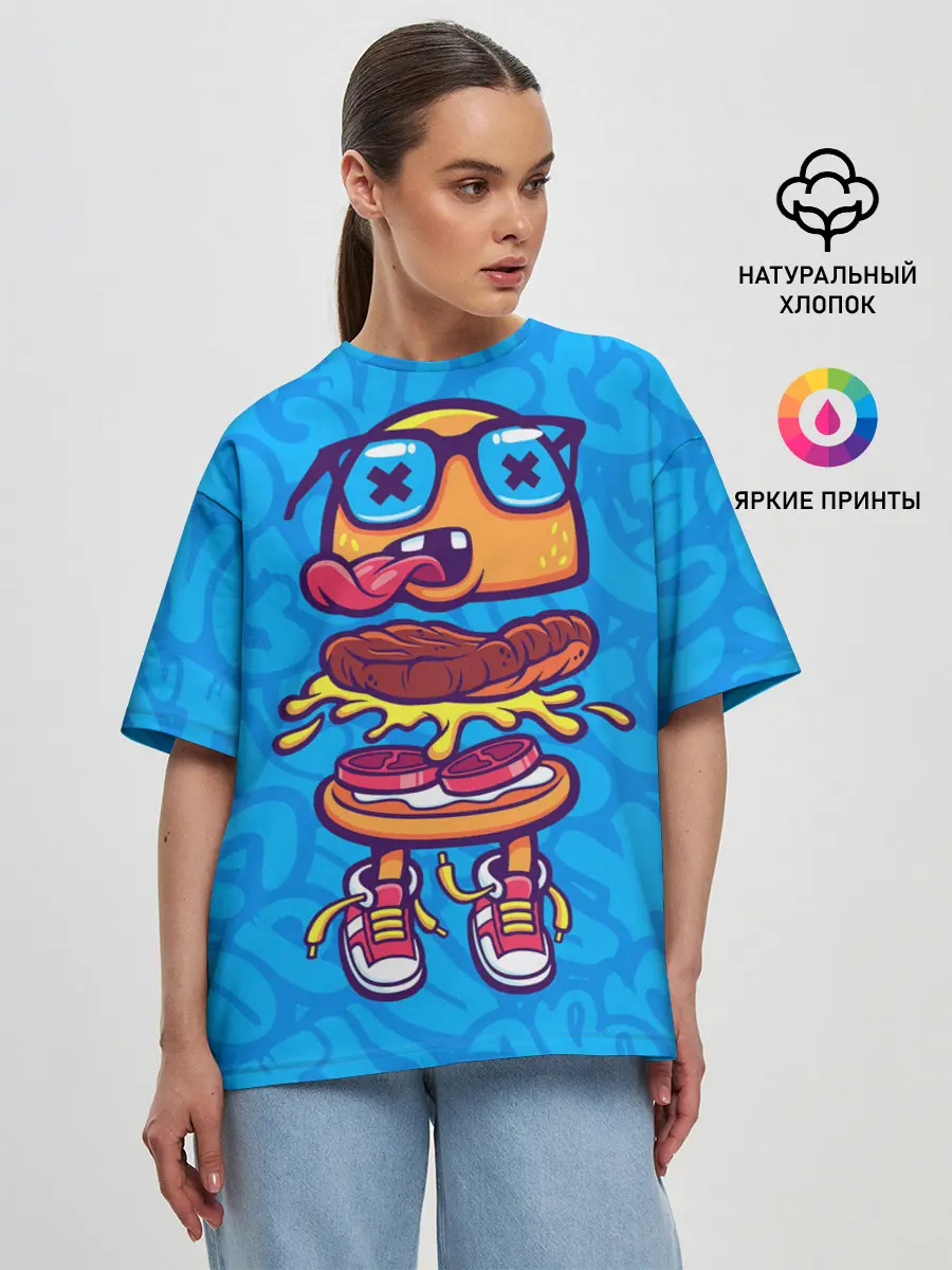 Женская футболка оверсайз / Бутерброд монстрик