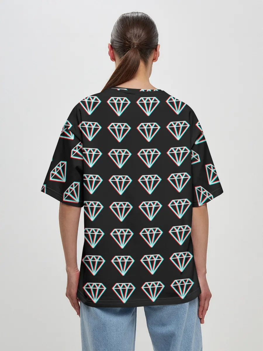 Женская футболка оверсайз / Diamonds Glitch