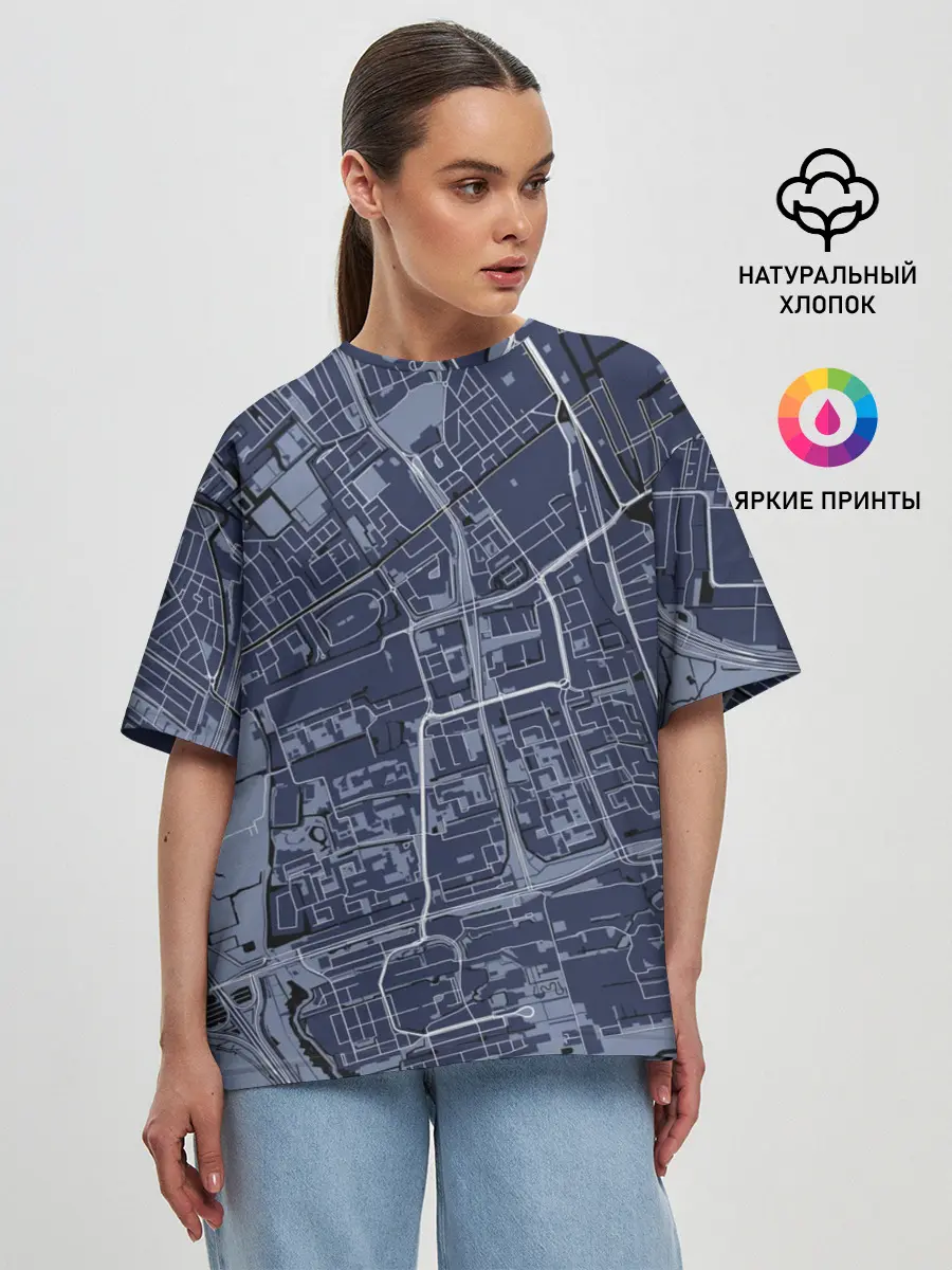 Женская футболка оверсайз / генплан города