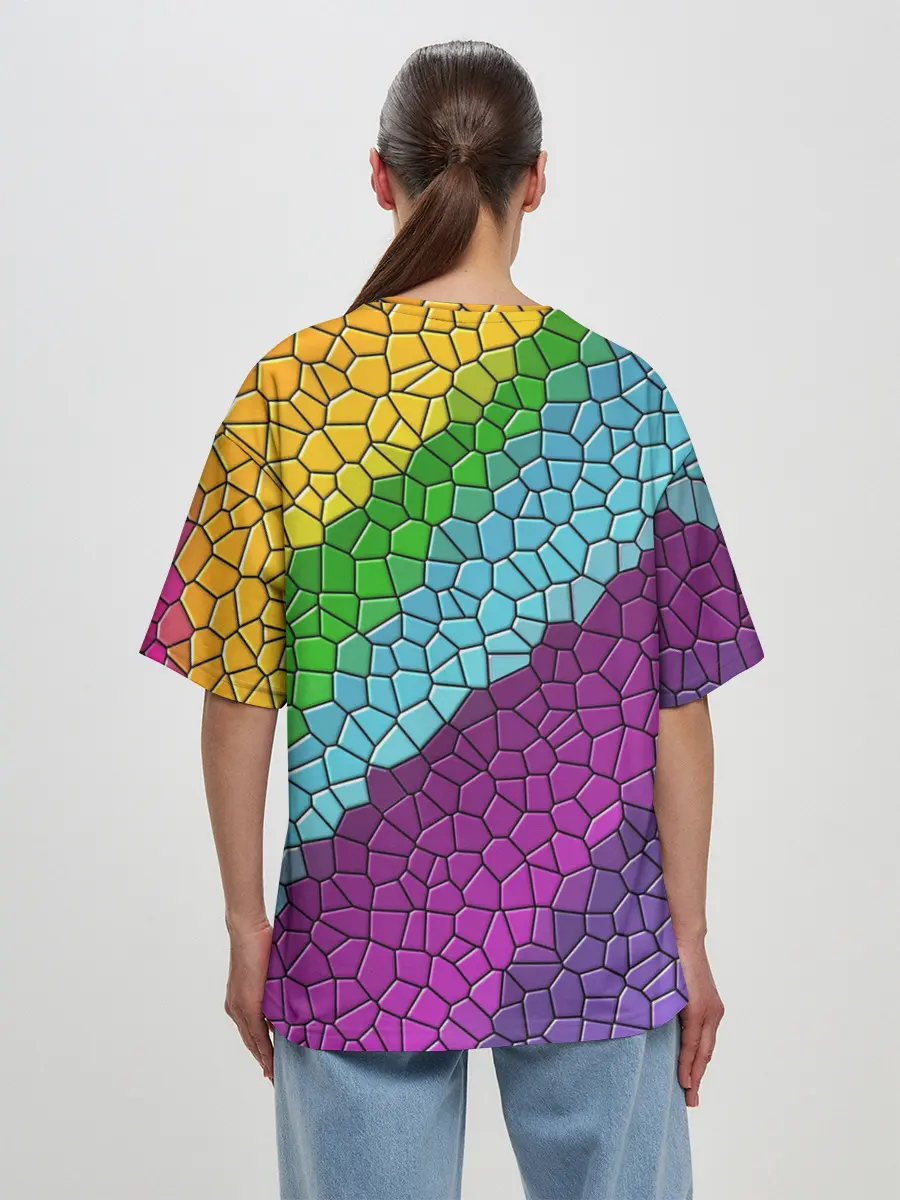 Женская футболка оверсайз / Яркая мозаика