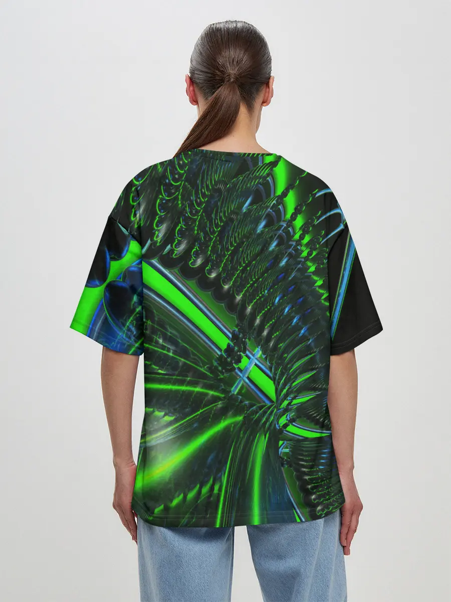 Женская футболка оверсайз / DIGITAL NEON GREEN