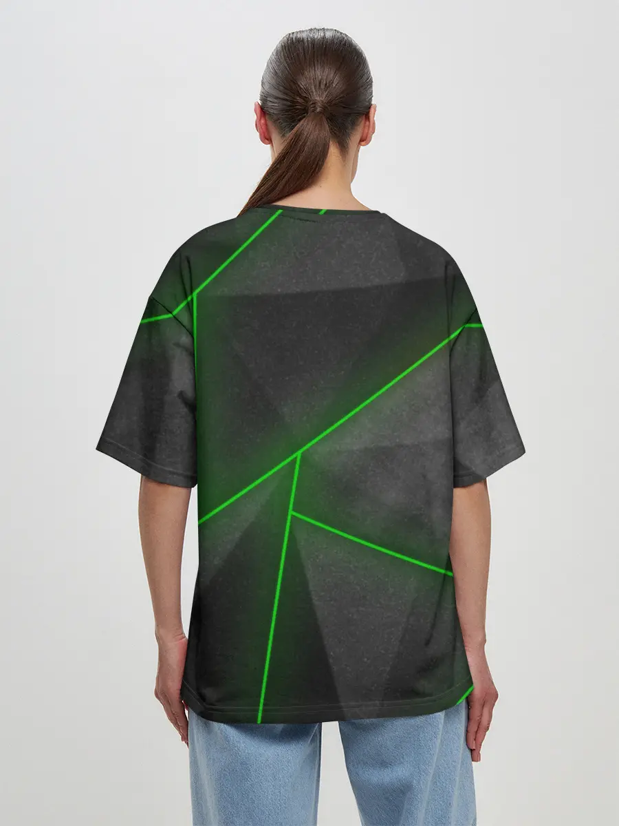 Женская футболка оверсайз / Неоновые линии