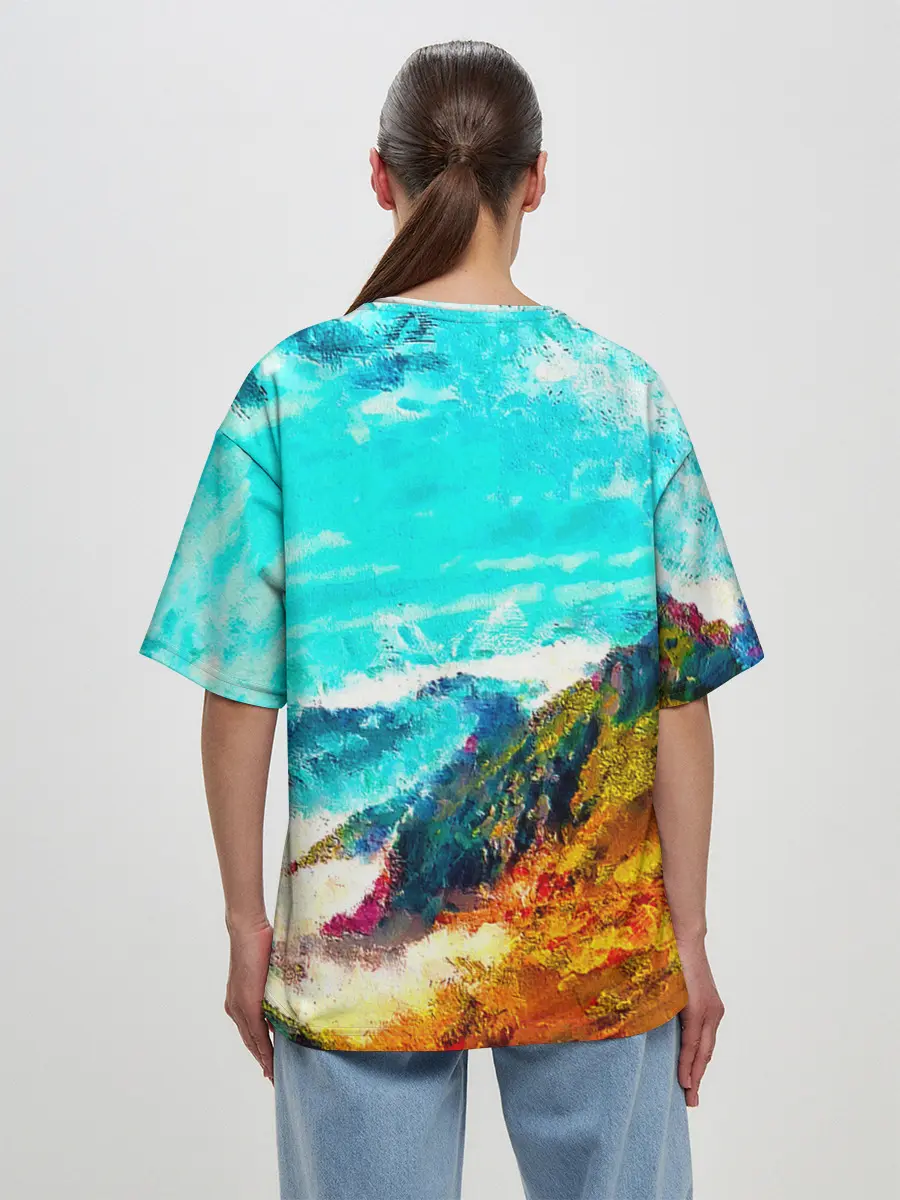 Женская футболка оверсайз / Японские горы