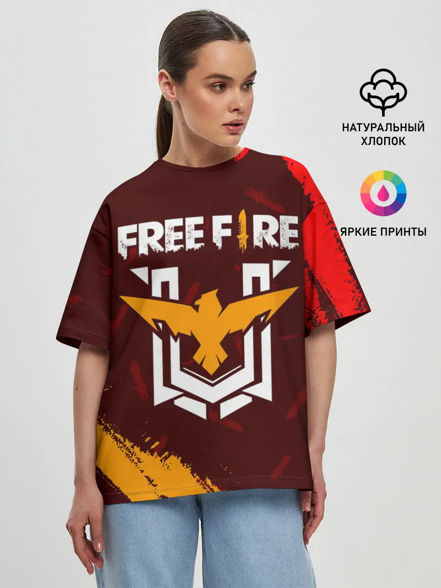 Женская футболка оверсайз / FREE FIRE / ФРИ ФАЕР