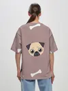 Женская футболка оверсайз / Мопсины мордашки