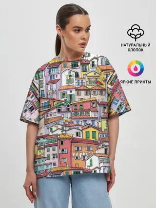 Женская футболка оверсайз / Ментон Франция