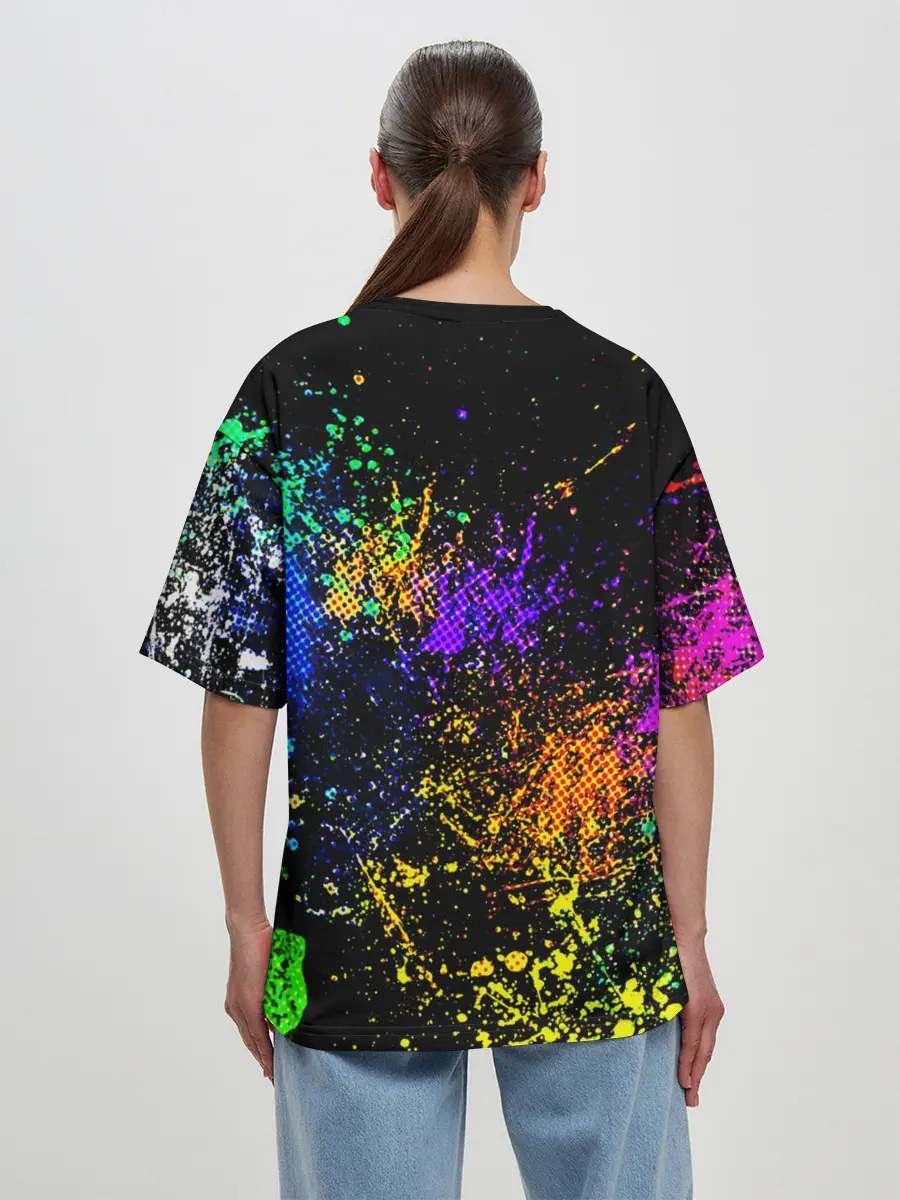 Женская футболка оверсайз / БРЫЗКИ КРАСОК