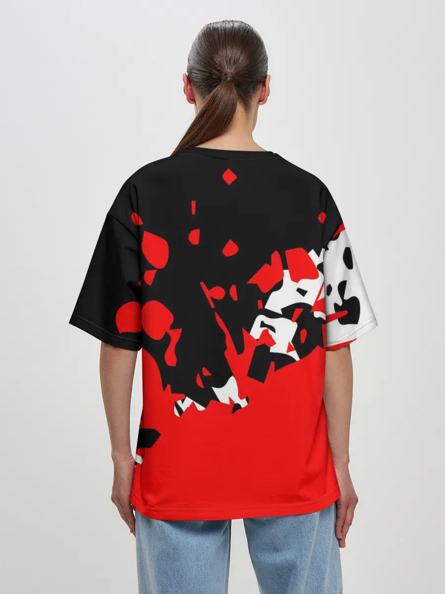 Женская футболка оверсайз / KILLA красные брызги