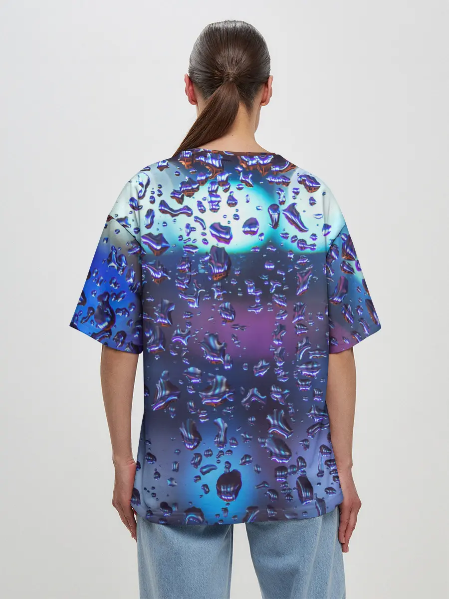 Женская футболка оверсайз / Капли на стекле макро