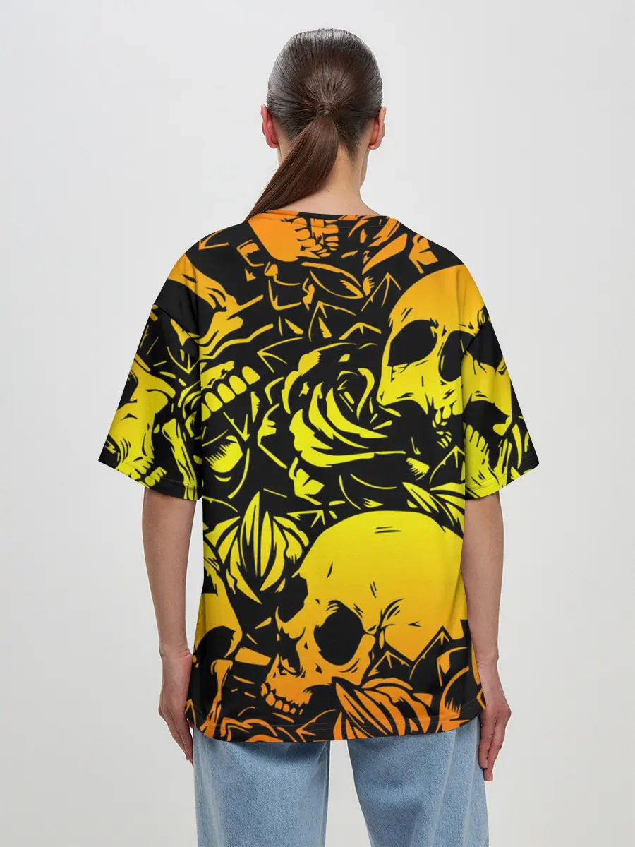 Женская футболка оверсайз / KILLA оранжевые черепа