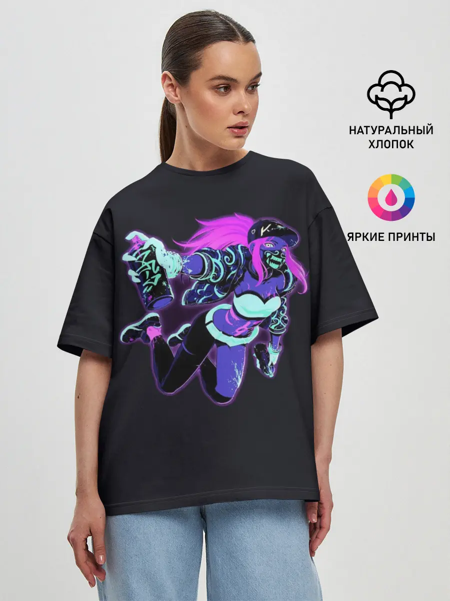 Женская футболка оверсайз / Neon Girl