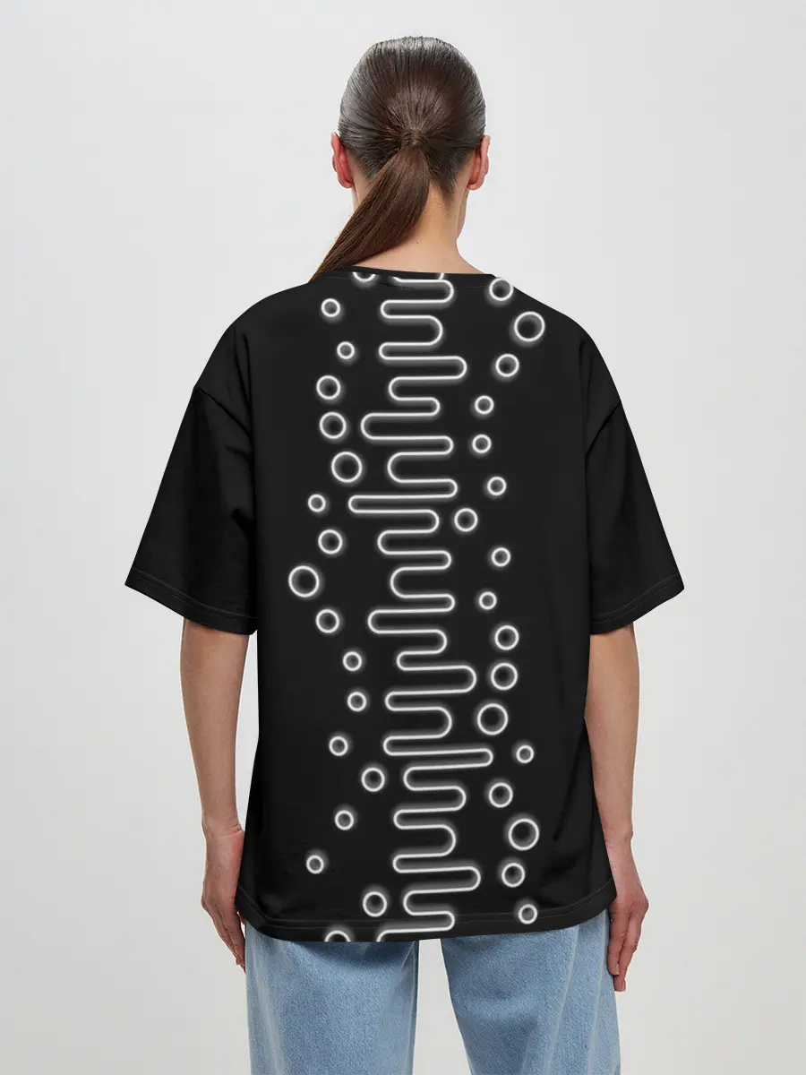 Женская футболка оверсайз / Волны ТЕСЛА