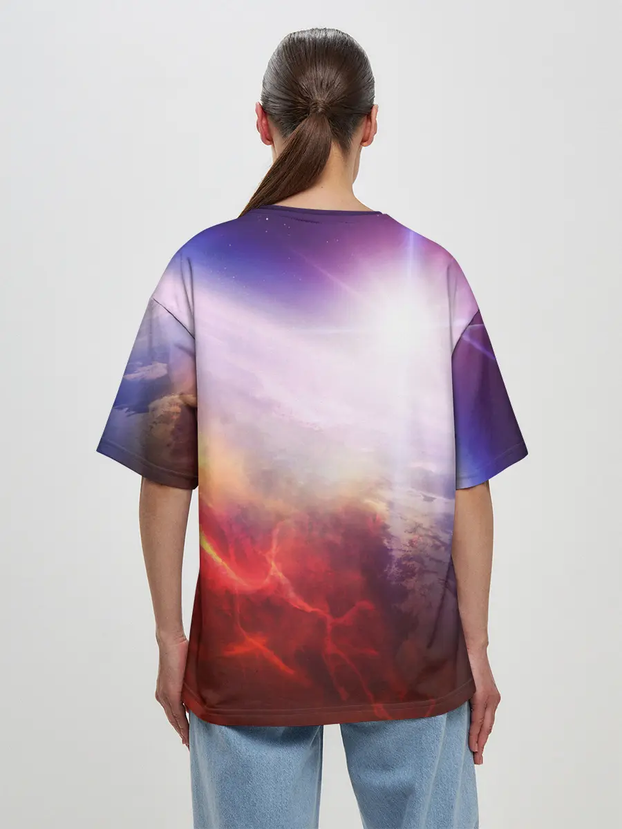 Женская футболка оверсайз / Звезды в неоне