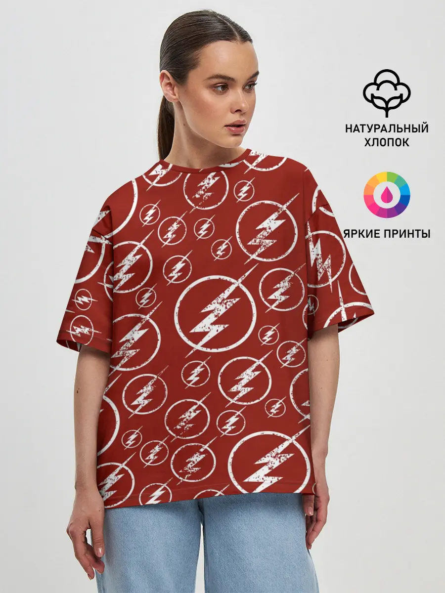 Женская футболка оверсайз / The Flash Logo Pattern