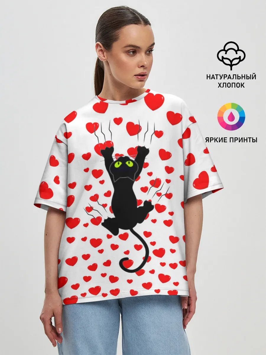 Женская футболка оверсайз / Котейка