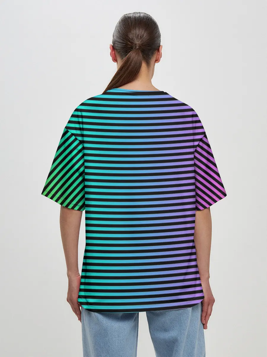 Женская футболка оверсайз / В ЦВЕТНУЮ ПОЛОСКУ