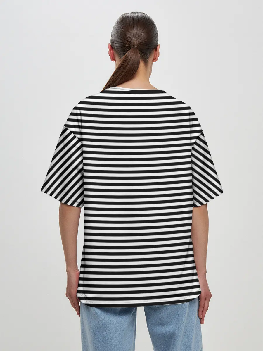 Женская футболка оверсайз / В ЧЕРНО-БЕЛУЮ ПОЛОСКУ