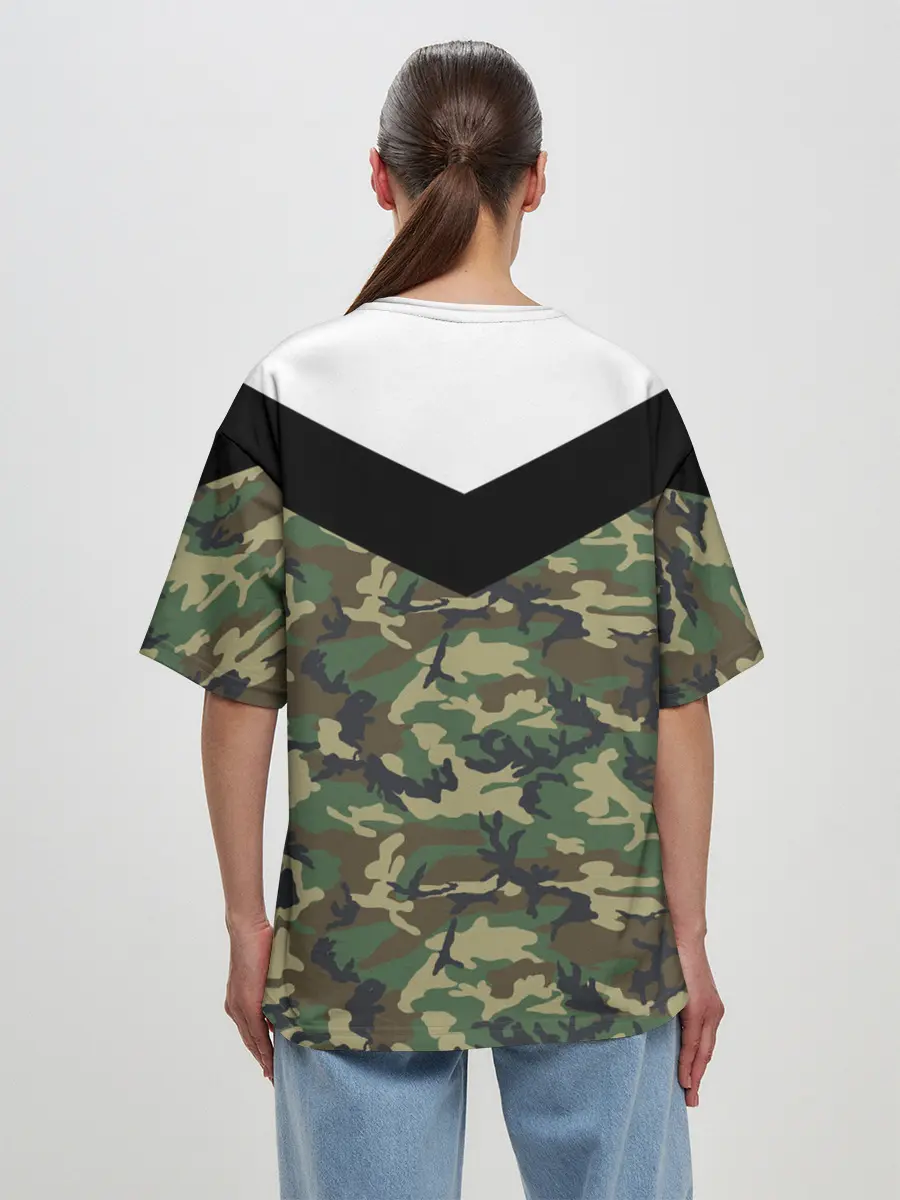 Женская футболка оверсайз / Россия камуфляж