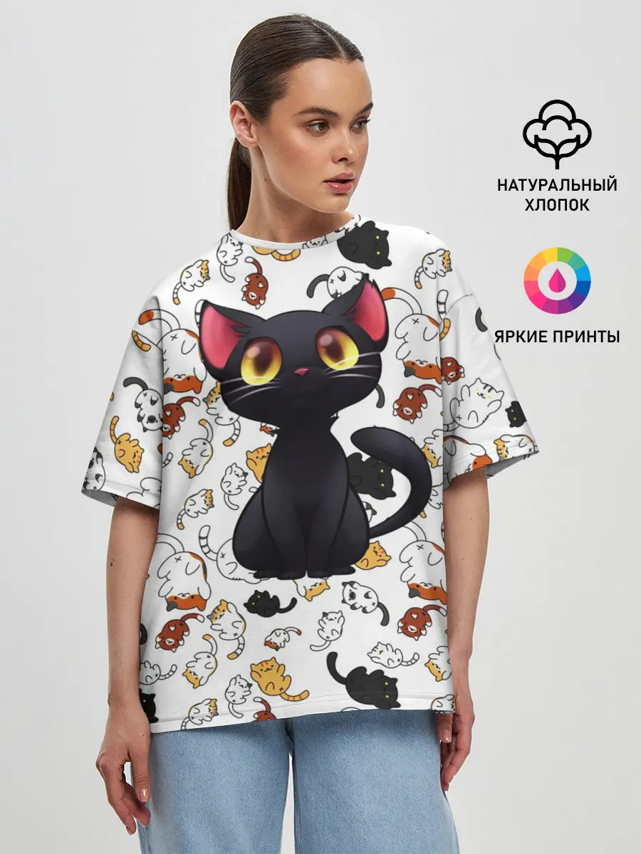 Женская футболка оверсайз / Котэ | Котята