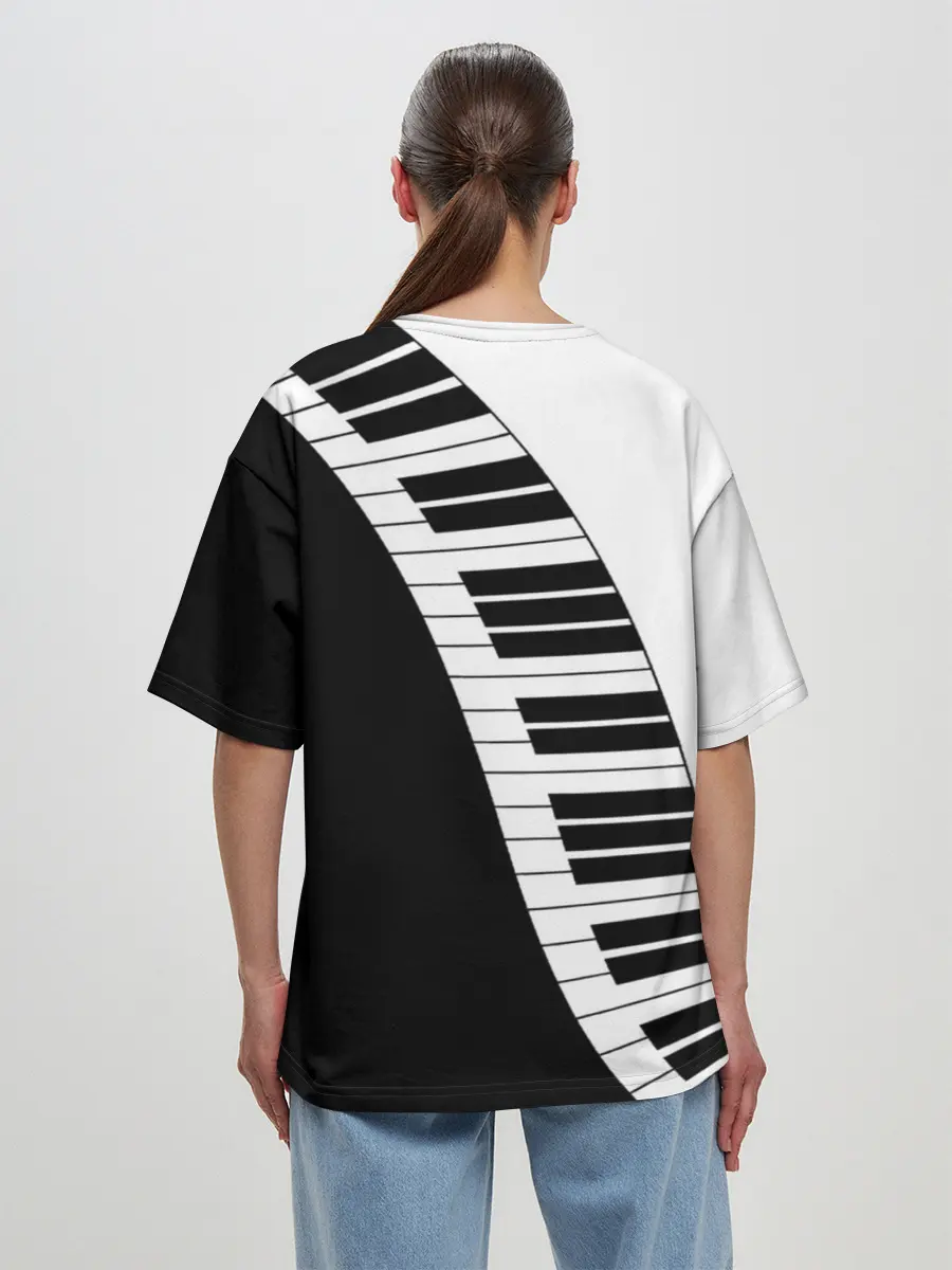 Женская футболка оверсайз / Piano | Пианино