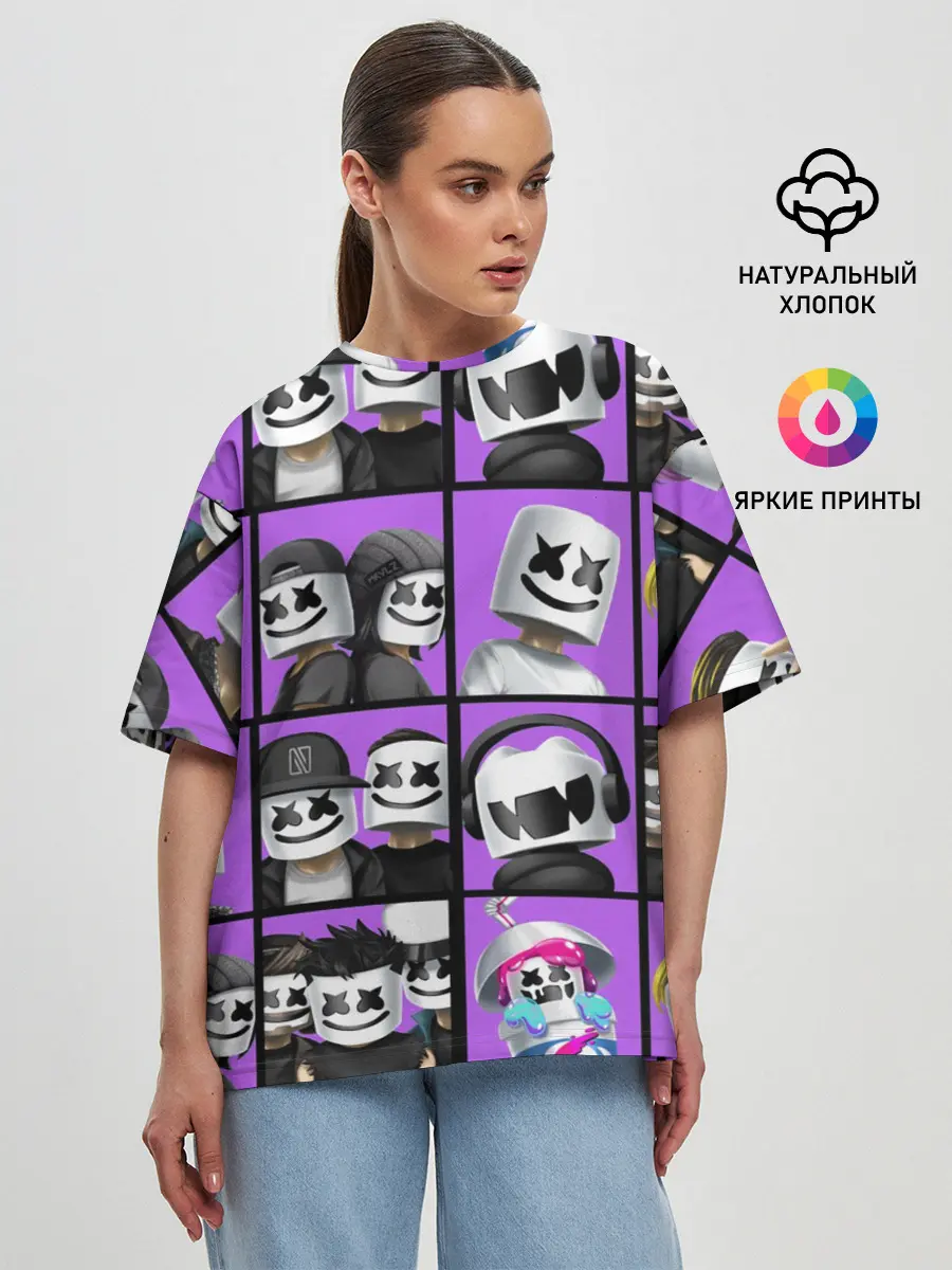Женская футболка оверсайз / Marshmello Style
