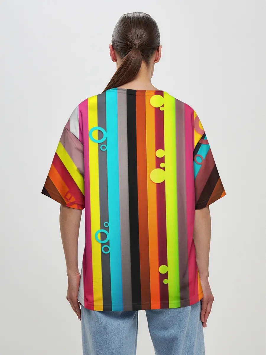 Женская футболка оверсайз / РАДУЖНАЯ ГЕОМЕТРИЯ