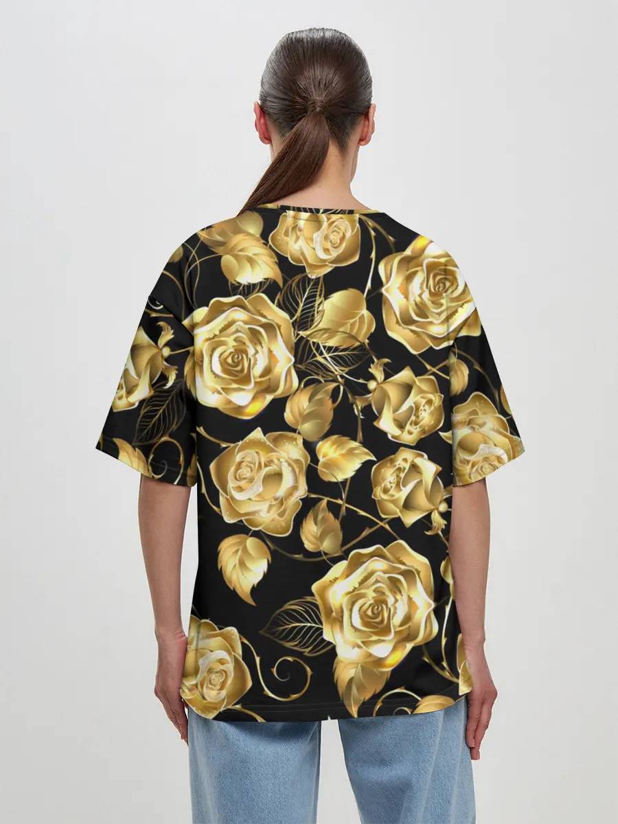 Женская футболка оверсайз / Golden Roses